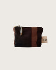 Kobn Umber towelling pouch with stripes, a herringbone label and feature zip tassle.