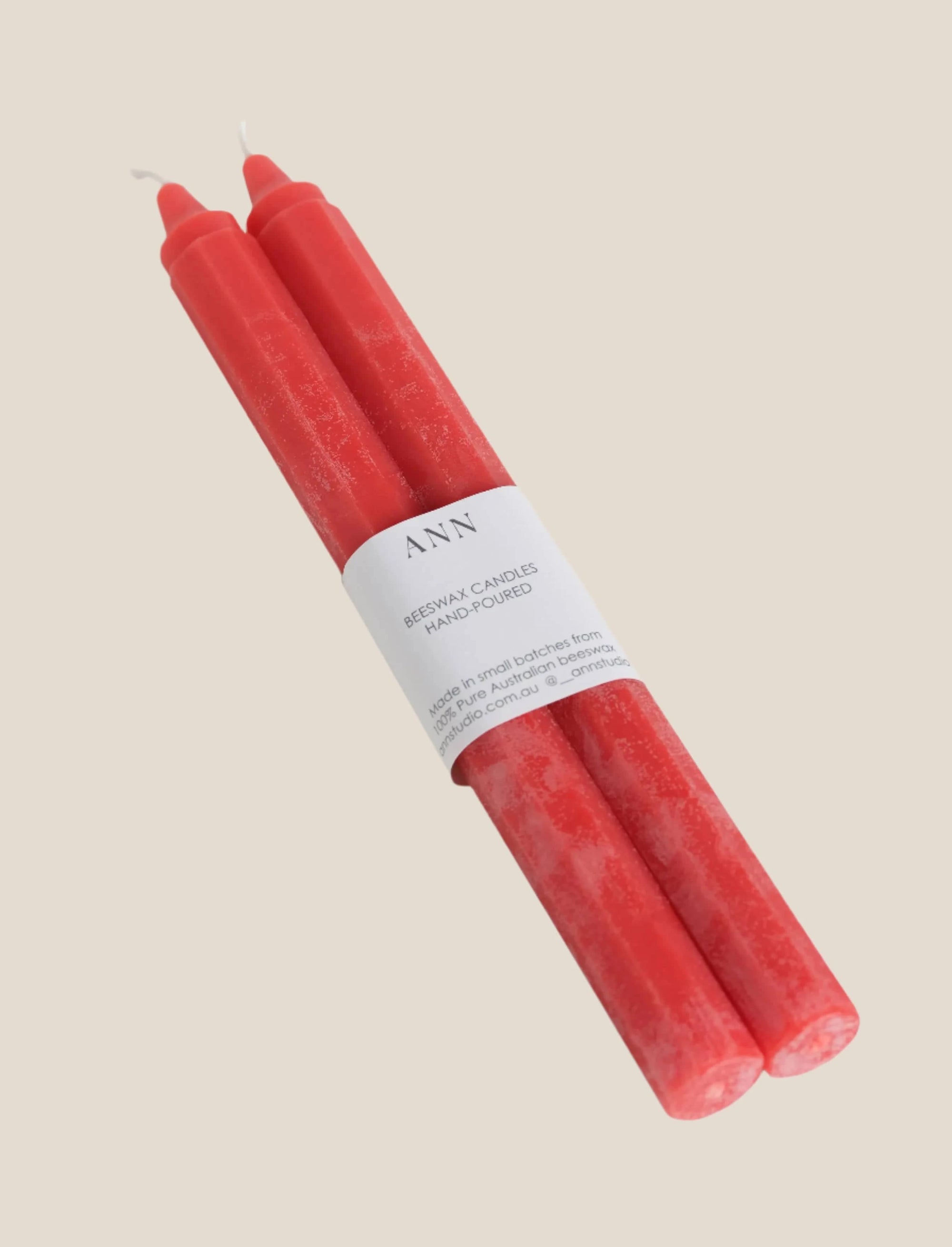 ANN Studio - Cinnamon Red Octagon Tapered Candles