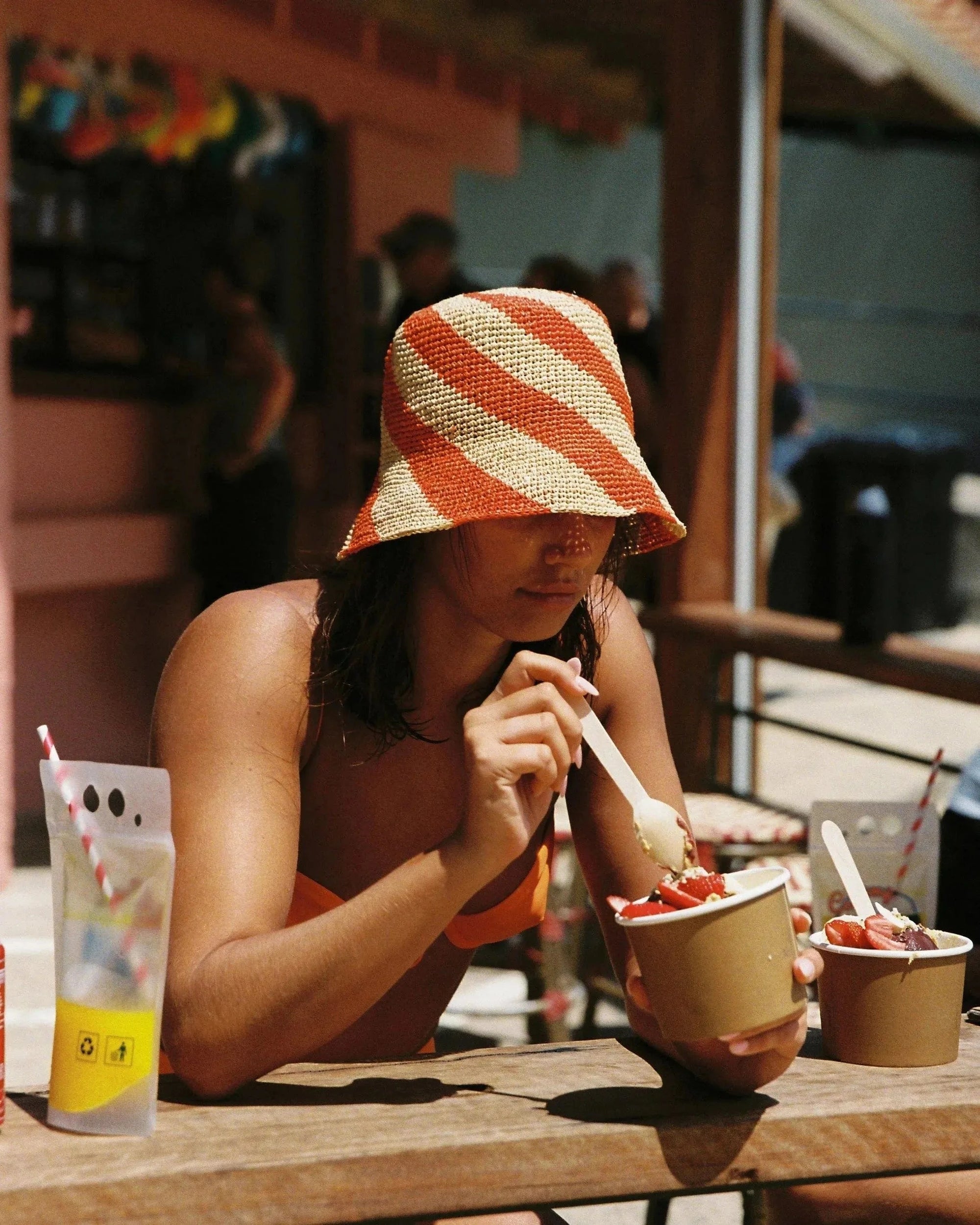 JACE BANU - Cyla Bucket Hat - Orange & Natural Spiral