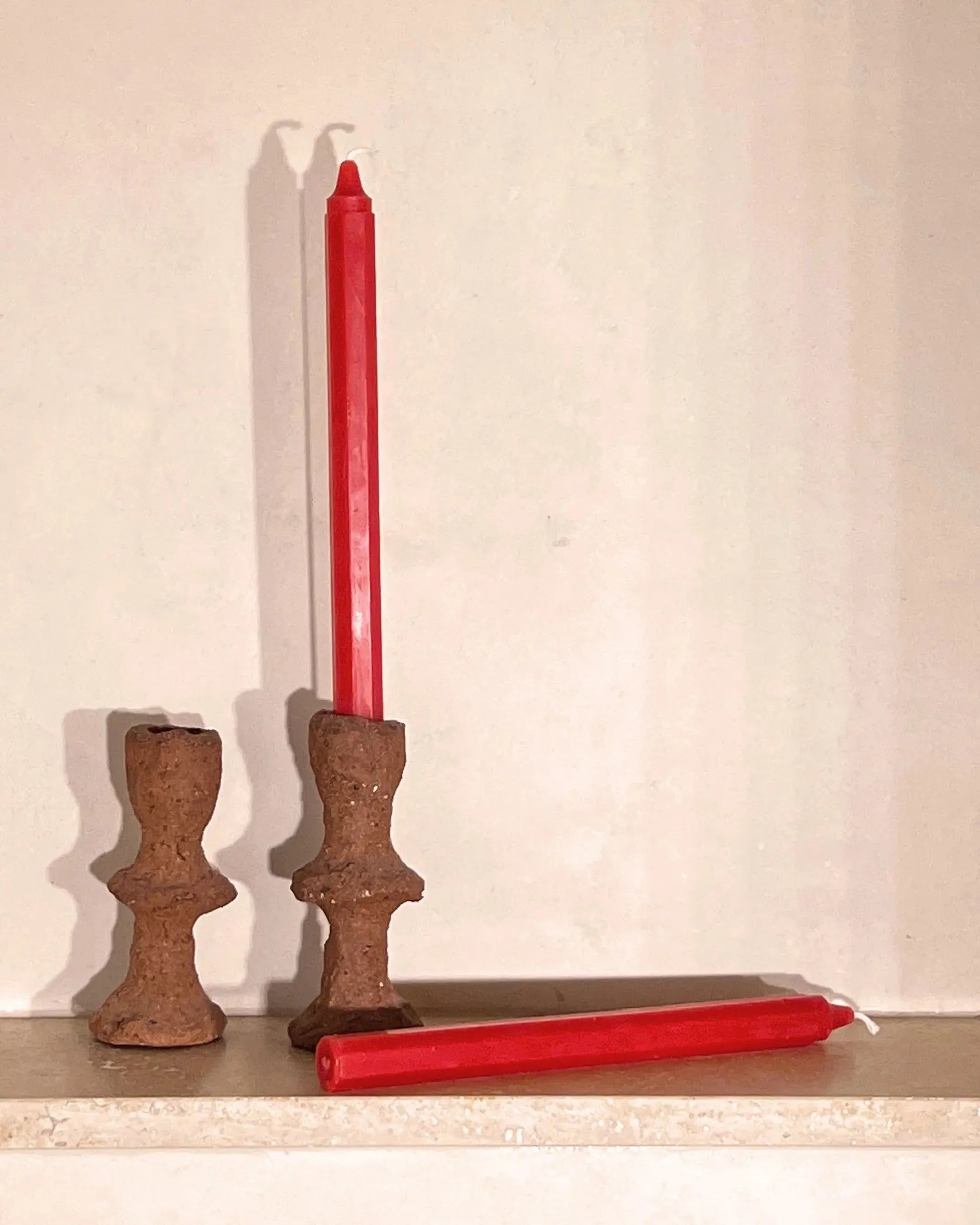 ANN Studio - Cinnamon Red Octagon Tapered Candles