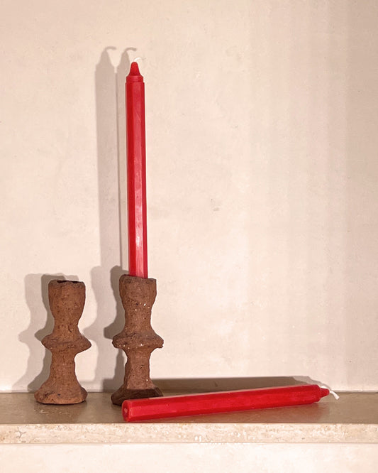 ANN Studio Octagon Tapered Candles - Cinnamon Red