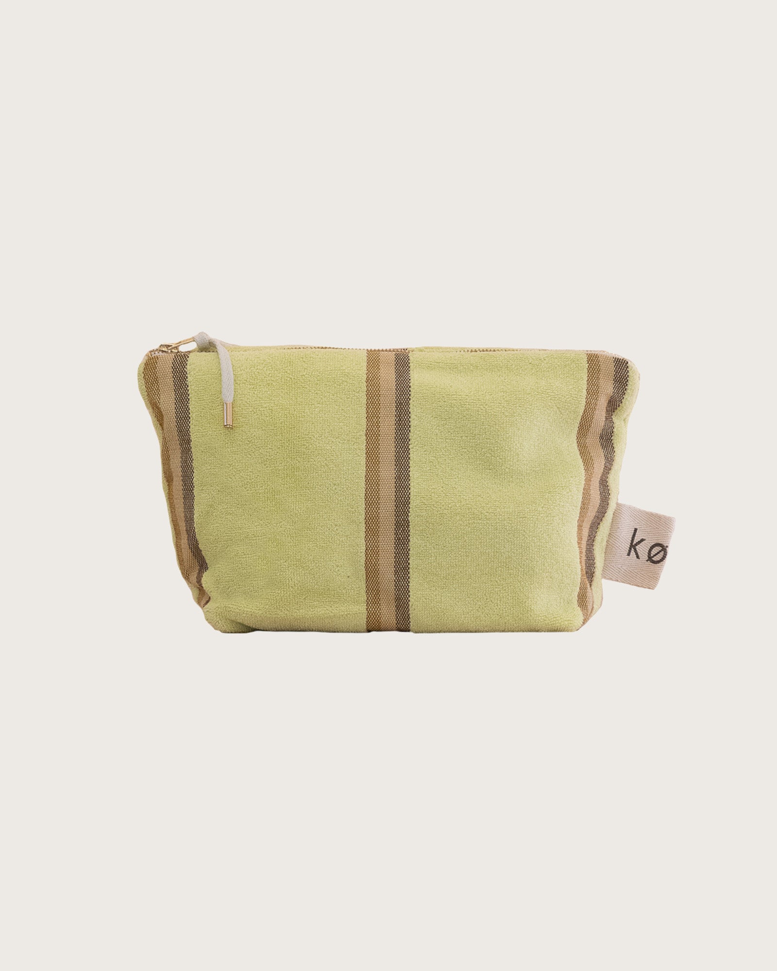 Kobn Citrus towelling pouch with stripes made from excess towelling fabric for everyday use. 