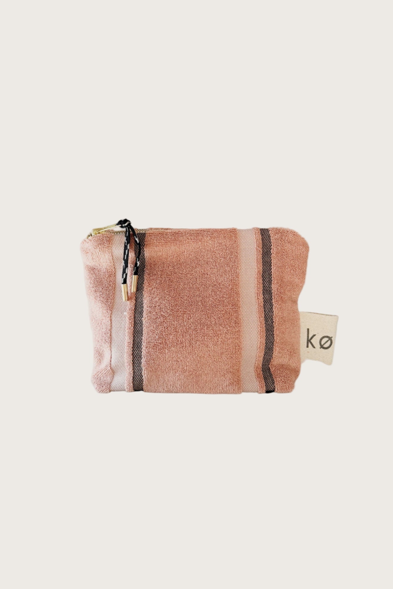 Small Kobn Clay pouch in Clay with black and cream stripes. Limited Edition. 