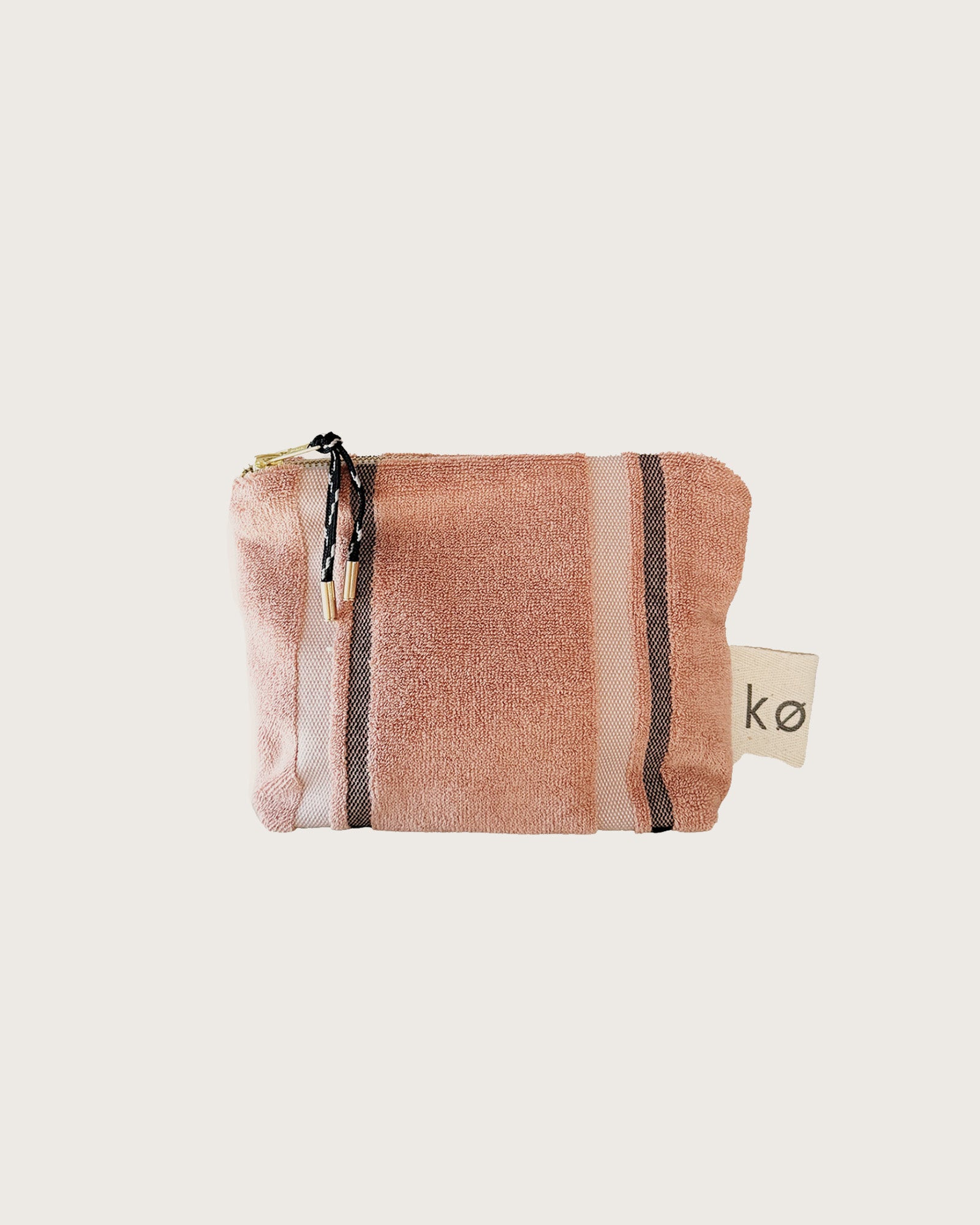 Small Kobn Clay pouch in Clay with black and cream stripes. Limited Edition. 