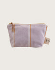 Kobn Lilac towelling pouch with stripes to use as a clutch, organise your everyday items and perfect for gifting. 