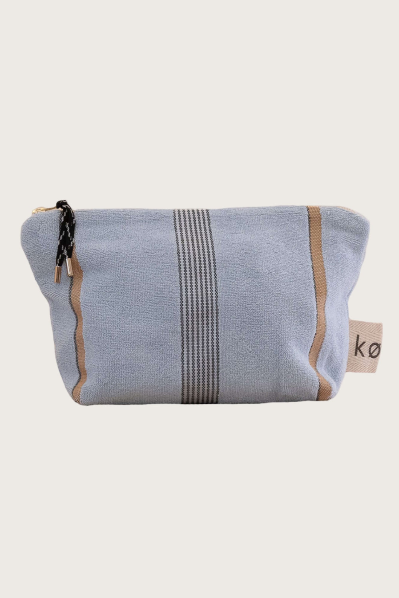 Kobn Mist towelling pouch with stripes for elevated everyday style. 