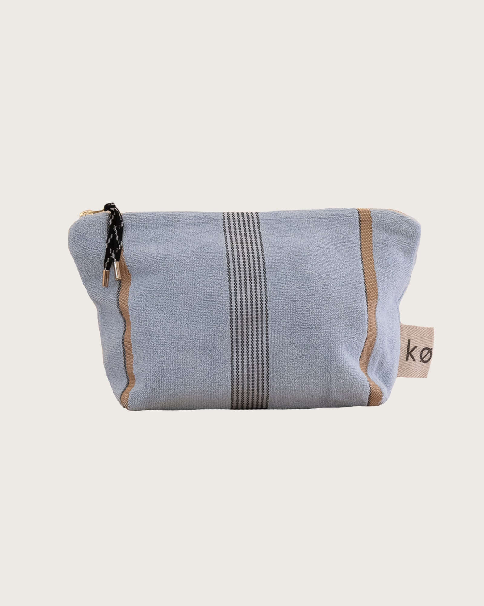 Kobn Mist towelling pouch with stripes for elevated everyday style. 