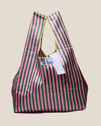 PUEBCO - School Tie Fabric Bag - Dark Green x Pink